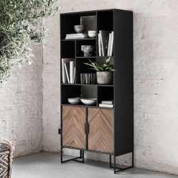 DTPHomeWandkastCrissCrossHoutenstaal185x80cm-Naturel