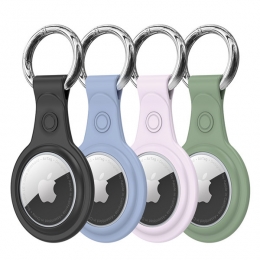 4-PackAppleAirtag-sleutelhanger-SiliconenAirTaghanger-AirTagHoesje-ZwartBlauwGroenRoze