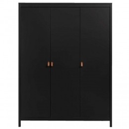 25korting-LeenBakker-KledingkastMadeira3-deurs-199x150x58Cm-Spaanplaat-Zwart-1498x199x584Cm
