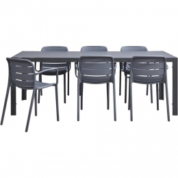 LeenBakker-TuinsetSavoieNice-Antraciet-7-delig-215Cm-KunststofAluminium-Grijs-10x10x10Cm