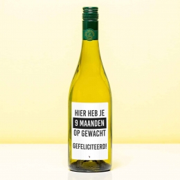 WijnflesHierhebje9maandenopgewacht-WitSauvignonBlanc