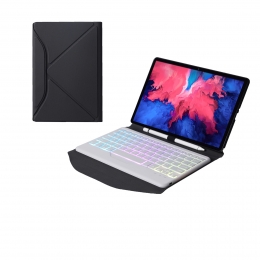 BluetoothKeyboardCasegeschiktvoorLenovoTabP11P11Plus-11inchhoes-QWERTYToetsenbordmetverlichting-Wit