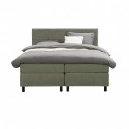 25korting-LeenBakker-BoxspringLivGeblokt-180x200Cm-RondePoot-Stof-Groen