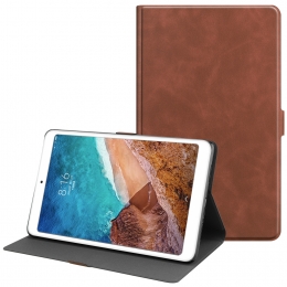 XiaomiMiPad4Plushoes-PULeerFolioBookCase-Bruin