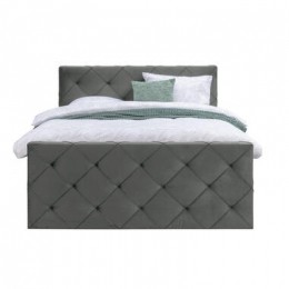 BoxspringmetvoetbordLivgeruit-grijs-160x200cm-slankepoot-LeenBakker