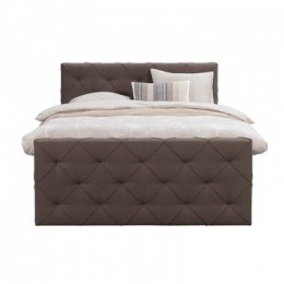 BoxspringmetvoetbordLivgeruit-donkerbruin-160x200cm-rondepoot-LeenBakker