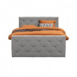 BoxspringmetvoetbordLivgeruit-lichtgrijs-160x200cm-slankepoot-LeenBakker