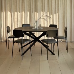 EthnicraftRondeEettafelMikadoGevernistEikenhout150cm-Zwart