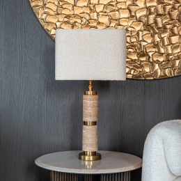 RichmondTafellampLisTravertin36cmhoog-Goud