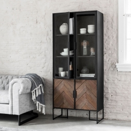 DTPHomeVitrinekastCrissCrossHoutenstaal185x80cm-Naturel