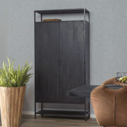 LivingfurnOpbergkastKalaMangohout210x100cm-Zwart