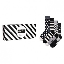 Happysocks4stuksBlackandWhiteGiftBoxActie
