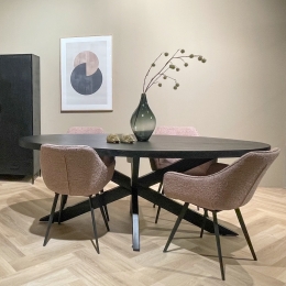 LivingfurnOvaleEettafelKalaMangohout160x90cm-zwart-Ovaal