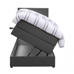 25korting-LeenBakker-BoxspringMetOpbergruimteLivEgaal-Antraciet-90x200Cm-Stof-Grijs