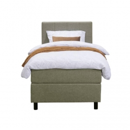 25korting-LeenBakker-BoxspringLivGeblokt-90x200Cm-RondePoot-Stof-Groen