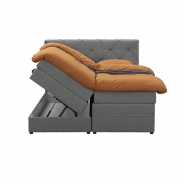 25korting-LeenBakker-BoxspringMetOpbergruimteLivGeruit-Licht-140x200Cm-Stof-Grijs
