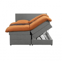 25korting-LeenBakker-BoxspringMetOpbergruimteLivEgaal-Licht-140x200Cm-Stof-Grijs