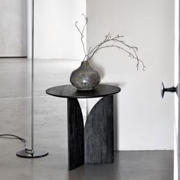 EthnicraftRondeBijzettafelFinGevernistTeakhout50cm-Zwart