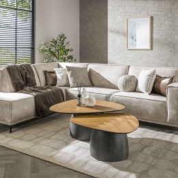 LifestyleFurnOrganischeSalontafelTaroVisgraatTeakhoutSetvan2stuks-Gerecycledteakhoutfineer