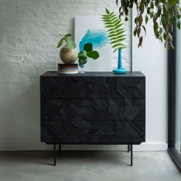 EthnicraftLadekastGraphicGevernistTeakhout100cm-Zwart