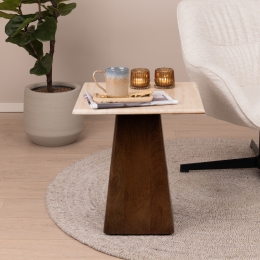 SohomeVierkanteBijzettafelBaileyMangohoutenTravertin45x45cm-Bruin