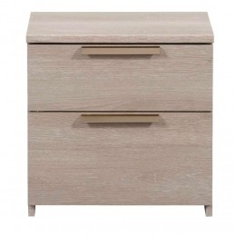 LeenBakker-NachtkastjeTempo-2Lades-GrijsEikenkleur-Spaanplaat-Bruin-44x44x34Cm