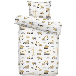 25korting-LeenBakker-DekbedovertrekJoel-Witgeel-140x200Cm-Polyester-GeelWit