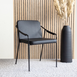 NohrEetkamerstoelPrescottLederlook-Zwart