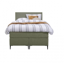 25korting-LeenBakker-BoxspringLivEgaal-120x200Cm-SlankePoot-Stof-Groen
