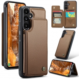 CaseMe-TelefoonhoesjegeschiktvoorSamsungGalaxyA35-BackCovermetRFIDPasjeshouder-Bruin