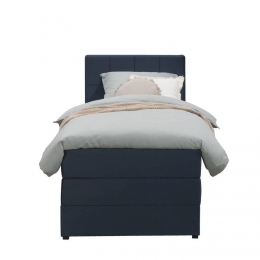 25korting-LeenBakker-BoxspringMetOpbergruimteLivGeblokt-90x200Cm-StofVelvet-Blauw