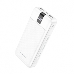 Borofone-Powerbank20000mAH-Incl2xUSBaansluiting-Met3MicroUSBTypeCLightningkabels-MetLEDDisplay-Wit