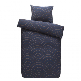 25korting-LeenBakker-DekbedovertrekSendaiGrafisch-caramel-140x200220Cm-Katoen-Blauw