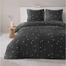 25korting-LeenBakker-DekbedovertrekMilou-wit-240x220Cm-Polyester-Zwart