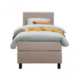 25korting-LeenBakker-BoxspringLivGeblokt-90x200Cm-VierkantePoot-Stof-Beige