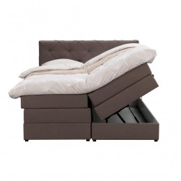 25korting-LeenBakker-BoxspringMetOpbergruimteLivGeruit-Donker-160x200Cm-Stof-Bruin