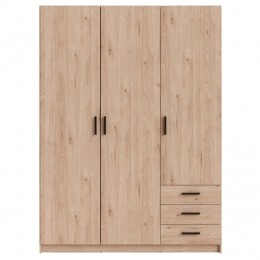 25korting-LeenBakker-KledingkastSprint3-deurs-Eikenkleur-200x147x50Cm-Spaanplaat-Bruin