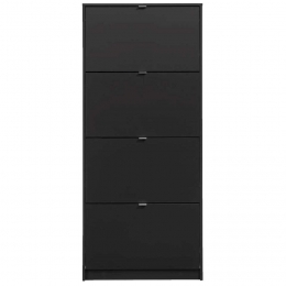 20korting-LeenBakker-SchoenenkastHamburg4Kleppen-162x703x24Cm-Spaanplaat-Zwart