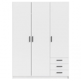 LeenBakker-KledingkastSprint3-deurs-200x147x50Cm-Spaanplaat-Wit
