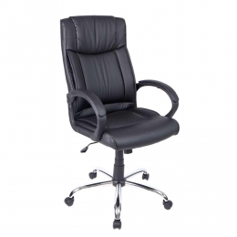 LeenBakker-BureaustoelBoston-MetaalLederlook-Zwart