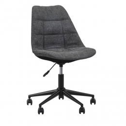 2eHalvePrijsLeenBakker-BureaustoelSenja-GebloktAntraciet-ZwartMetaal-Stof-Grijs-65x65x875Cm