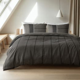DekbedovertrekFlanelKees-Taupe-Tweepersoons200x200Cm-GrijsAntracietMeerkleurigFlanel-Strepen-SleeptimeElegance-Dekbed-Discounternl