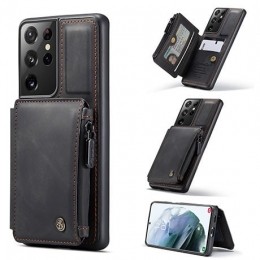 CaseMe-SamsungGalaxyS21UltraHoesje-BackCover-metRFIDPasjeshouder-Zwart