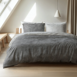 DekbedovertrekKatoenFlanel-WashedCottonGrijs-Eenpersoons140x200Cm-TaupeFlanel-Effen-SleeptimeElegance-Dekbed-Discounternl