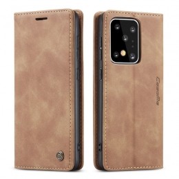 CaseMe-SamsungGalaxyS20Ultrahoesje-WalletBookCase-Magneetsluiting-LichtBruin