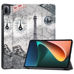 XiaomiMiPad55ProHoes-Tri-FoldBookCase-Sterrenhemel-Eiffeltoren