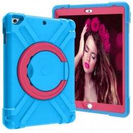 TablethoesgeschiktvooriPad9720172018-RotatingHeavyDutyStandCase-BlauwMagenta