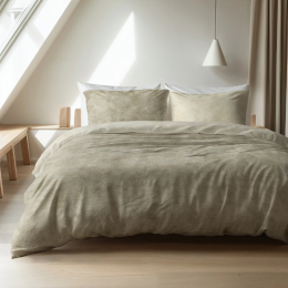 Sale-33DekbedovertrekKatoenFlanel-WashedCottonTaupe-Lits-Jumeaux240x220Cm-TaupeFlanel-Effen-SleeptimeElegance-Dekbed-Discounternl