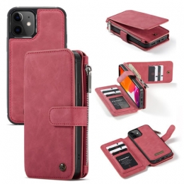 CaseMe-TelefoonhoesjegeschiktvoorAppleiPhone13Mini-BackCovermetRitssluiting-Rood