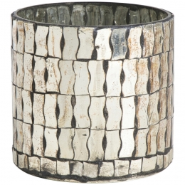 LeenBakker-WaxinelichthouderSpiegel11x11Cm-Glas-Bruin